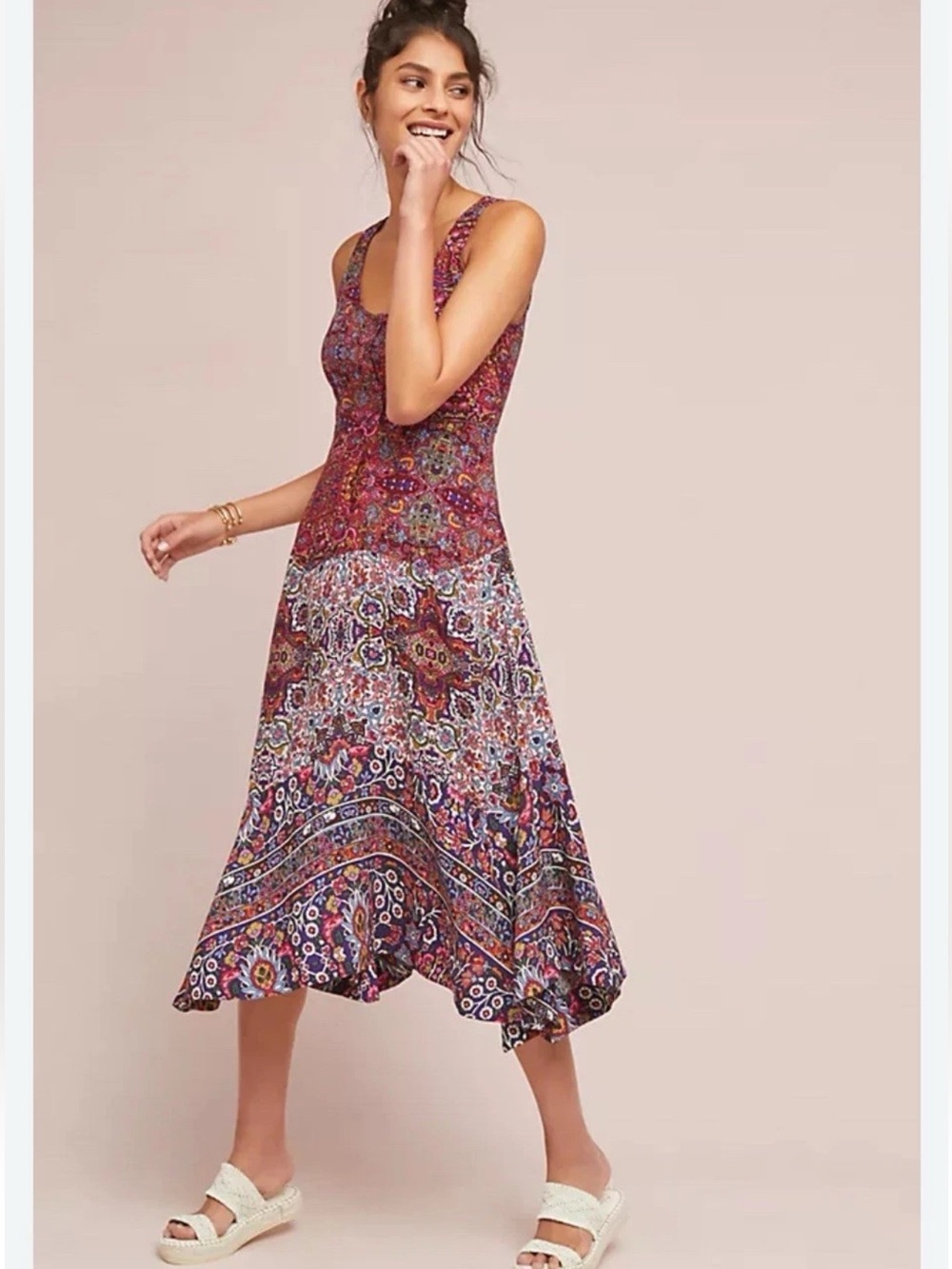 Maeve Anthropologie Violette Sleeveless Midi Dress Handkerchief Paisley Flowy